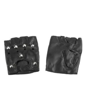 Kostümzubehör Handschuhe Punker fingerlos mit Nieten Herren schwarz one size