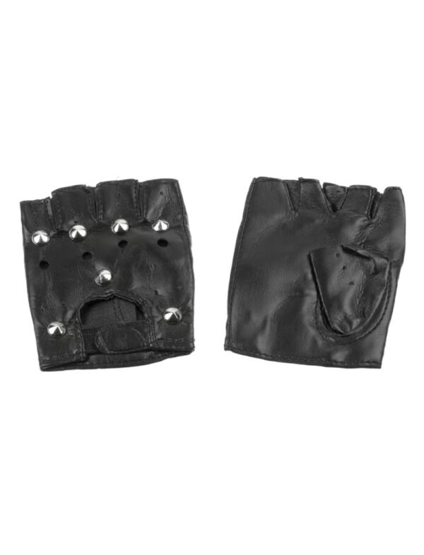 Kostümzubehör Handschuhe Punker fingerlos mit Nieten Herren schwarz one size