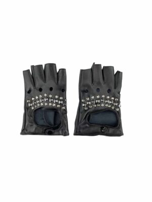 Kostümzubehör Handschuhe Rocker mit Nieten Farbe: schwarz