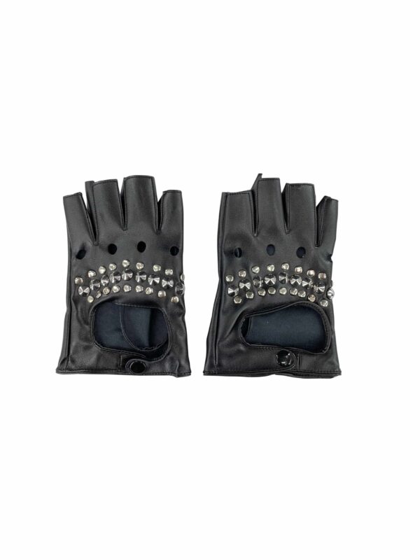 Kostümzubehör Handschuhe Rocker mit Nieten Farbe: schwarz