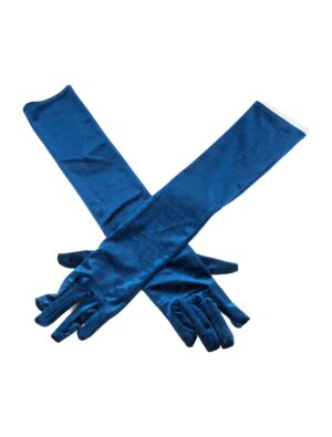 Kostümzubehör Handschuhe Samt 52cm dunkelblau