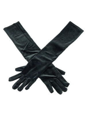 Kostümzubehör Handschuhe Samt 52cm schwarz