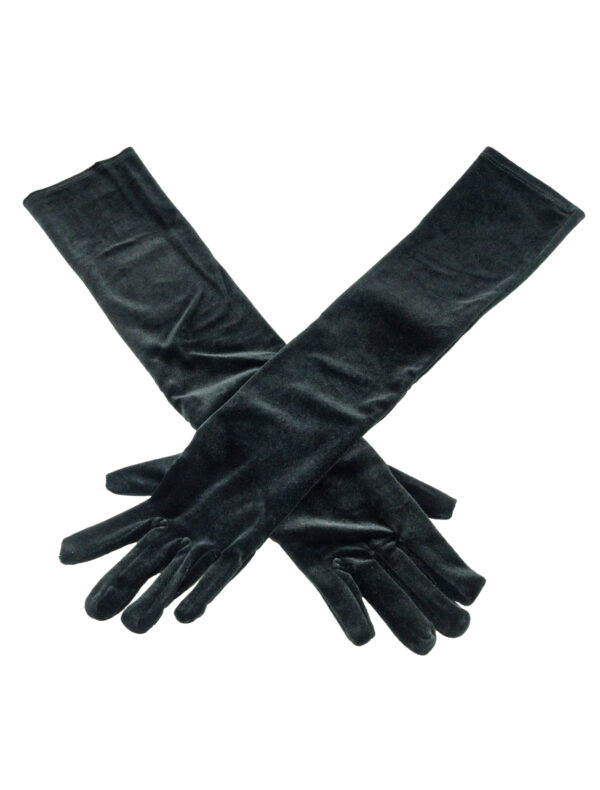 Kostümzubehör Handschuhe Samt 52cm schwarz