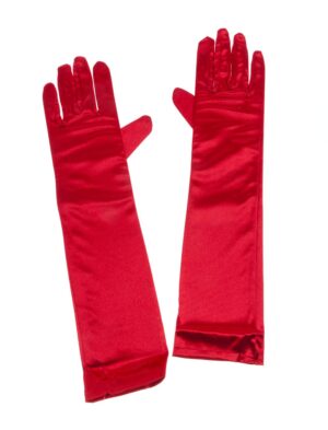 Kostümzubehör Handschuhe Satin 40cm Damen rot
