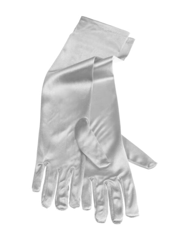 Kostümzubehör Handschuhe Satin 40cm Damen silber one size