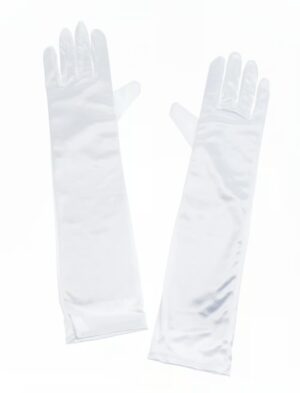 Kostümzubehör Handschuhe Satin 40cm Damen weiß