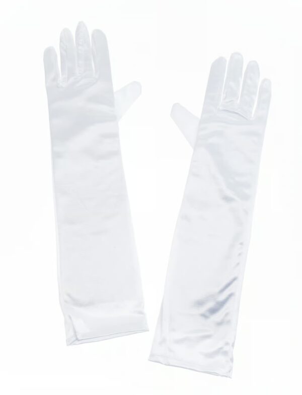 Kostümzubehör Handschuhe Satin 40cm Damen weiß