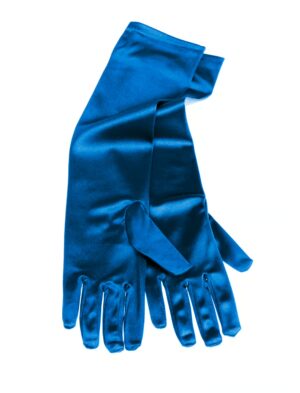 Kostümzubehör Handschuhe Satin 40cm blau