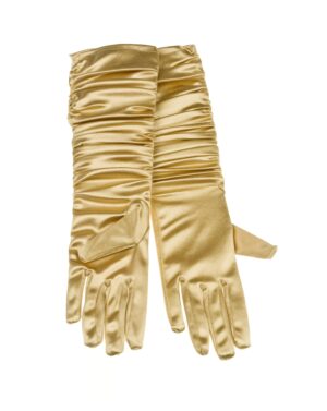 Kostümzubehör Handschuhe Satin gerafft 40cm Damen gold one size