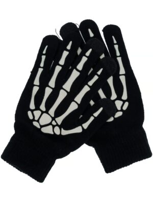 Kostümzubehör Handschuhe Skelett Erwachsene Farbe: schwarz/weiß