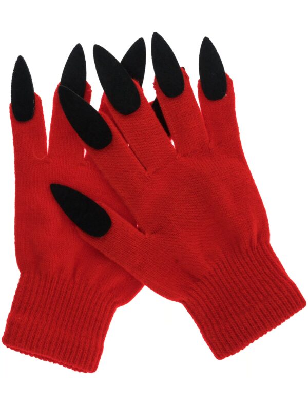 Kostümzubehör Handschuhe Teufelsnägel rot/schwarz
