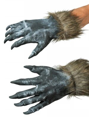 Kostümzubehör Handschuhe Wolf grau