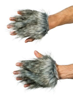 Kostümzubehör Handschuhe Wolf grau one size