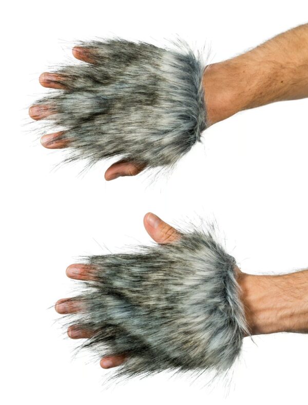 Kostümzubehör Handschuhe Wolf grau one size