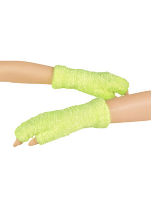 Kostümzubehör Handschuhe fingerlos Flausch gelb one size