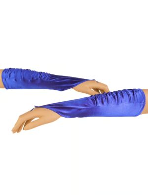 Kostümzubehör Handschuhe fingerlos Satin blau