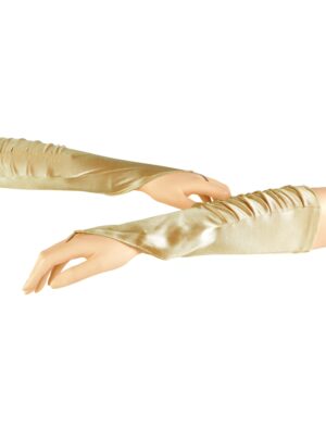 Kostümzubehör Handschuhe fingerlos Satin gold one size