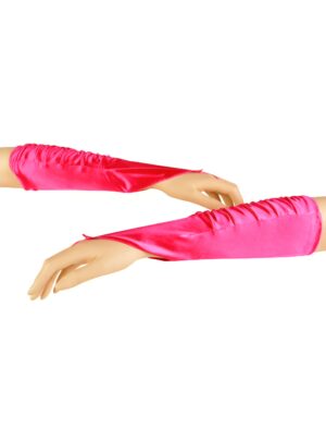 Kostümzubehör Handschuhe fingerlos Satin pink one size
