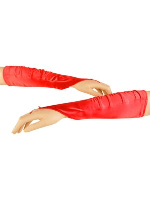 Kostümzubehör Handschuhe fingerlos Satin rot one size