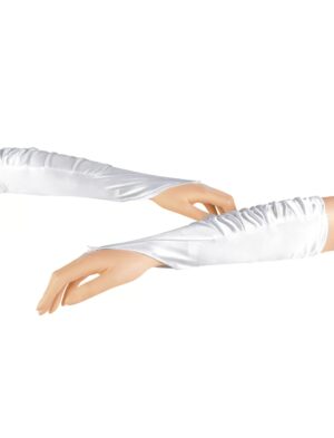 Kostümzubehör Handschuhe fingerlos Satin weiß