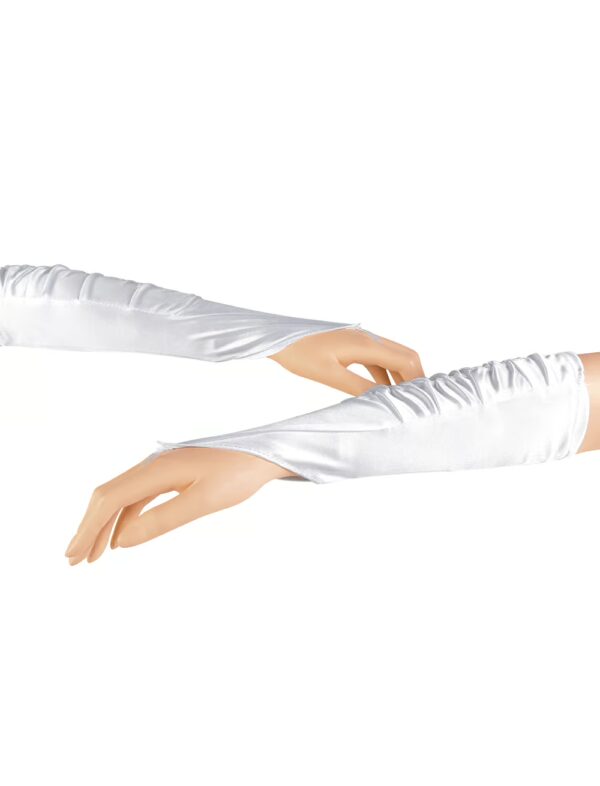 Kostümzubehör Handschuhe fingerlos Satin weiß