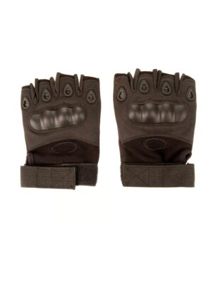 Kostümzubehör Handschuhe fingerlos mit Protektoren schwarz