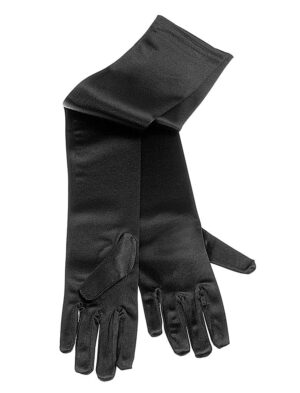 Kostümzubehör Handschuhe superlang Satin 60cm schwarz one size