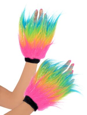 Kostümzubehör Handstulpen Fell fingerlos bunt Farbe: bunt