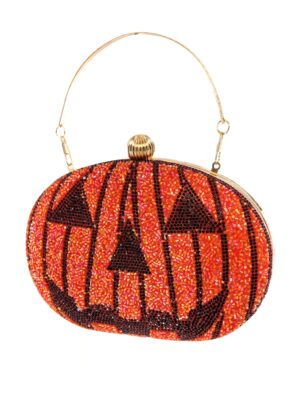 Kostümzubehör Handtasche Kürbis glitzernd Damen orange