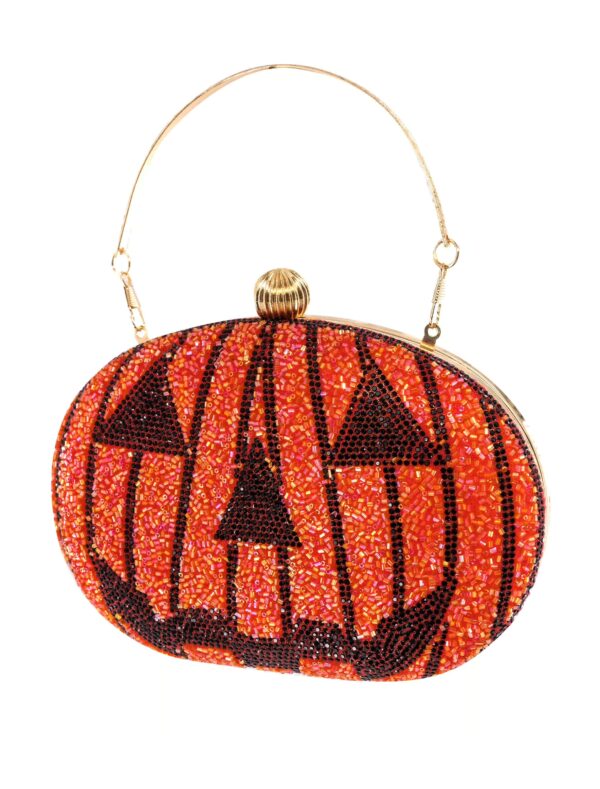 Kostümzubehör Handtasche Kürbis glitzernd Damen orange