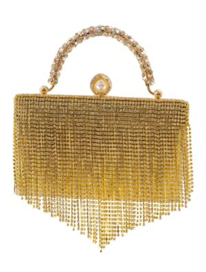 Kostümzubehör Handtasche mit Strassfransen Damen gold