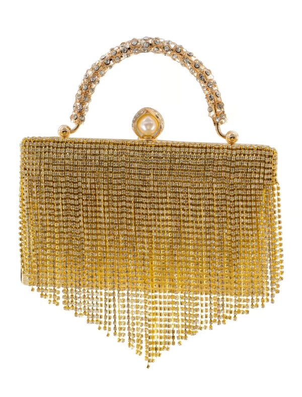 Kostümzubehör Handtasche mit Strassfransen Damen gold