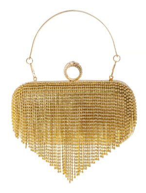 Kostümzubehör Handtasche mit Strasssteinen Damen gold
