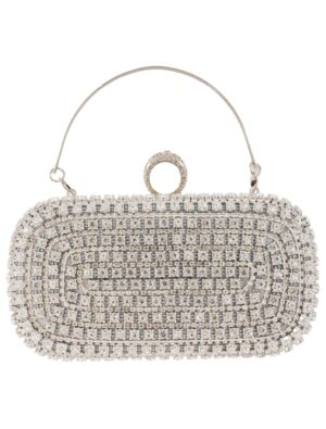 Kostümzubehör Handtasche mit Strasssteinen Damen silber
