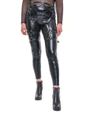 Kostümzubehör Harness mit Beinriemen 2-reihig Farbe: schwarz