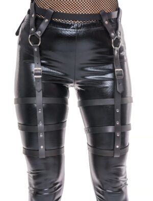 Kostümzubehör Harness mit Beinriemen 3-reihig Farbe: schwarz