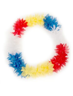 Kostümzubehör Hawaiikette de luxe rot/weiß/blau/gelb