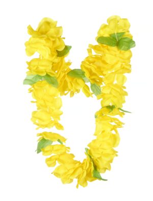 Kostümzubehör Hawaiikette mit grünen Blättern gelb