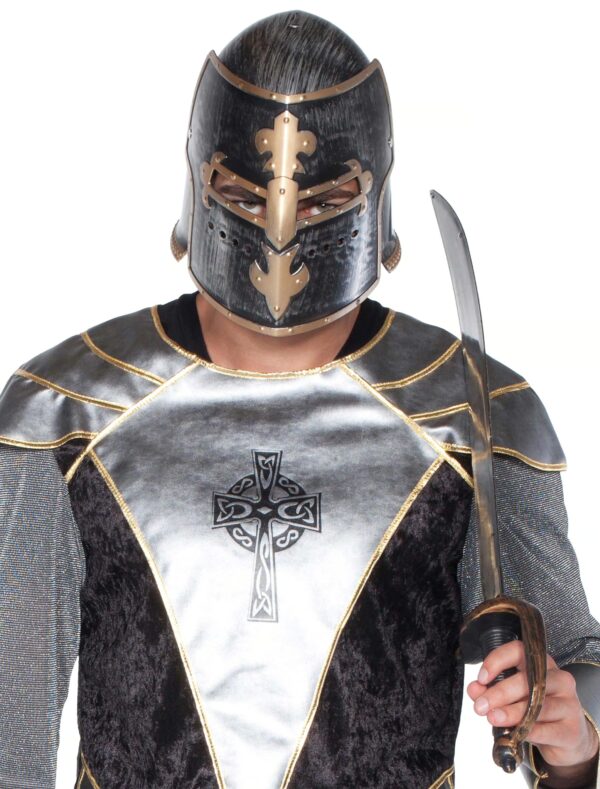 Kostümzubehör Helm Ritter mit Visier silber/gold