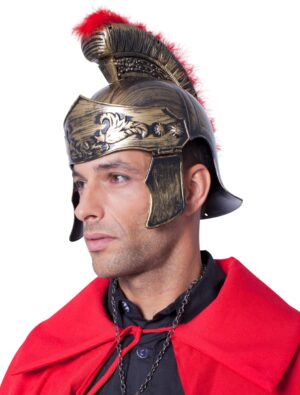 Kostümzubehör Helm Römer mit Hahnenkamm gold