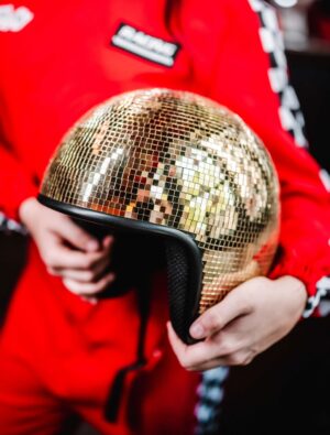 Kostümzubehör Helm mit Spiegelmosaik gold one size