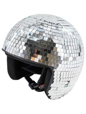 Kostümzubehör Helm mit Spiegelmosaik silber one size
