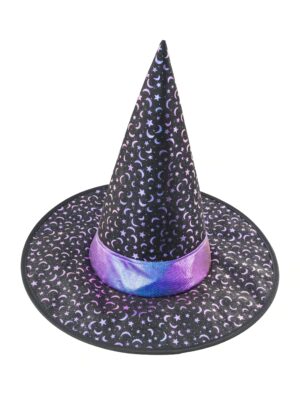 Kostümzubehör Hexenhut Mond und Sterne schwarz/lila one size
