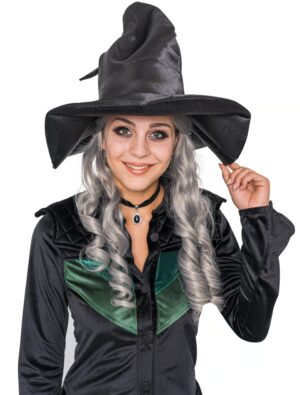 Kostümzubehör Hexenhut Satin schwarz