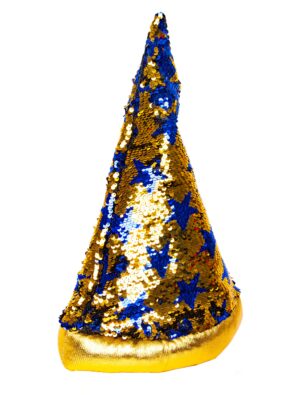 Kostümzubehör Hexenhut mit Sternen blau/gold one size