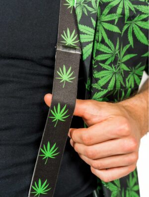 Kostümzubehör Hosenträger Cannabis schwarz/grün