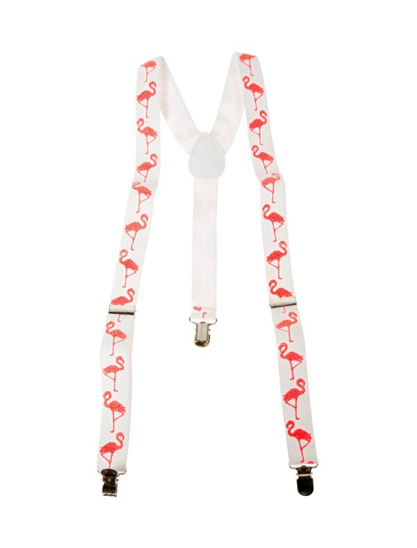 Kostümzubehör Hosenträger Flamingo Farbe: pink/weiß