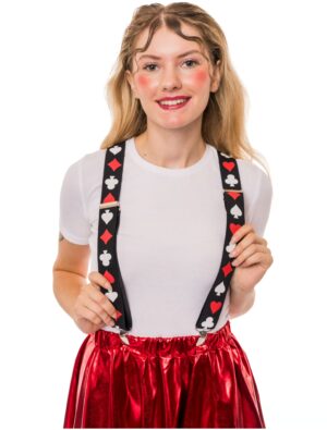 Kostümzubehör Hosenträger Poker schwarz/weiß/rot