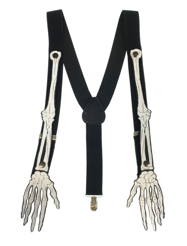Kostümzubehör Hosenträger Skeletthände schwarz/weiß