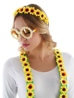 Kostümzubehör Hosenträger Sonnenblumen gelb/grün